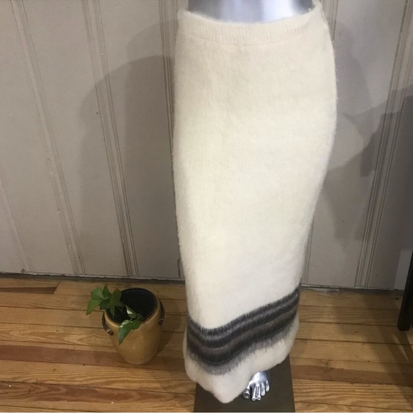 ALIS Vintage Iceland 100% Wool Maxi Skirt Cream Black Women's Size Medium - Picture 3 of 13